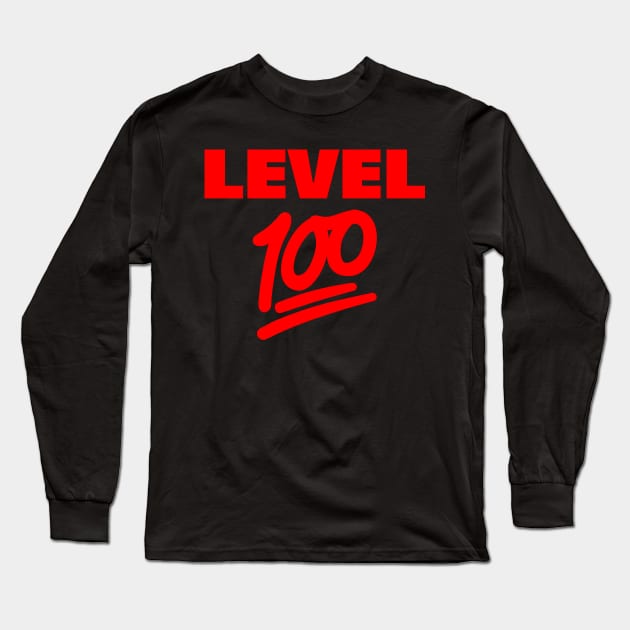 Keep It Level 100 Emoji (red) Long Sleeve T-Shirt by A Mango Tees